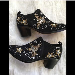 Rebecca Minkoff sequin celestial ankle boots